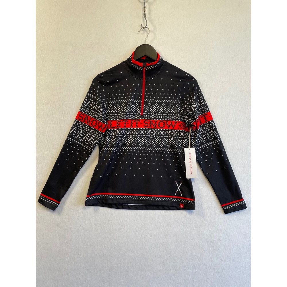 Krimson Klover Let It Snow Baselayer Ski Top Small NWT Black Red